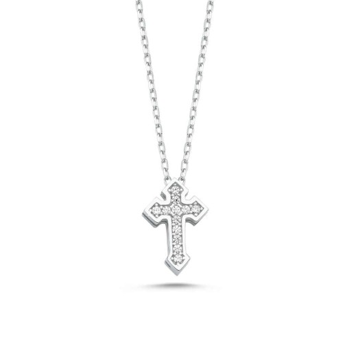 Swarovski Stone Cross Model Women's Silver Necklace 