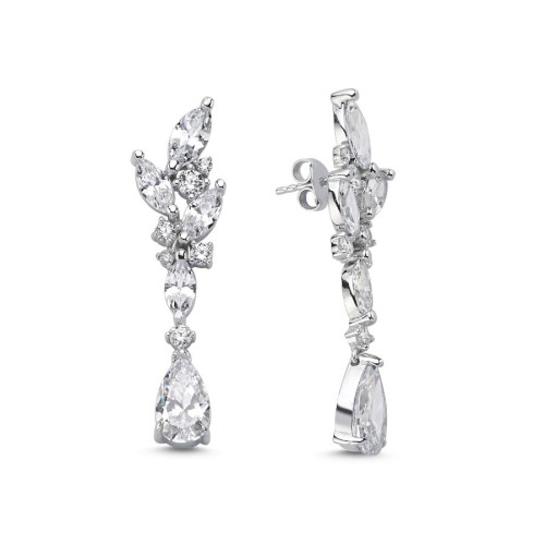 Syren Drop Dangle Women's Silver Earrings - CNG Jewels