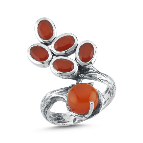 Tasarım Akik Taşlı Ağaç Dalı Kadın Gümüş Yüzük - CNG Jewels