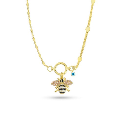 Tasarım Arı Gold Gümüş Kadın Kolye - CNG Jewels