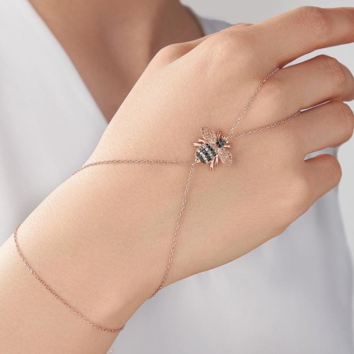 Tasarım Arı Rose Gümüş Şahmeran Bileklik - CNG Jewels