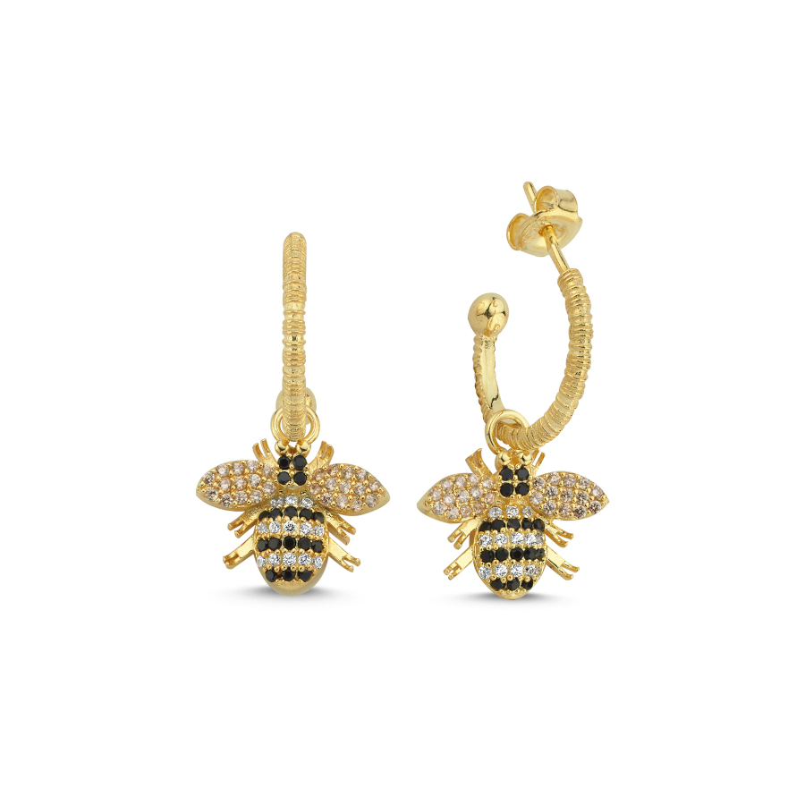 Design Bee Dangle Silver Earrings - CNG Jewels
