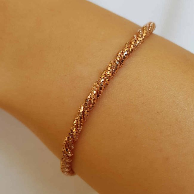 Tasarım Burgu Zincir Rose Kadın Gümüş Bileklik - 2