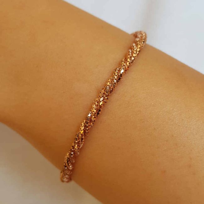 Tasarım Burgu Zincir Rose Kadın Gümüş Bileklik - 3