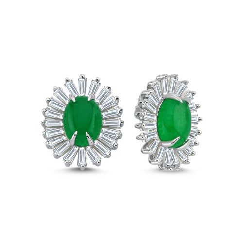 Tasarım Ceyt Taşlı Papatya Kadın Gümüş Küpe - 1