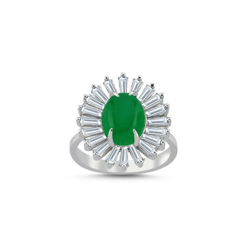 Tasarım Ceyt Taşlı Papatya Kadın Gümüş Yüzük - CNG Jewels