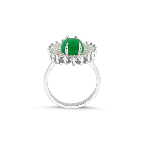 Tasarım Ceyt Taşlı Papatya Kadın Gümüş Yüzük - CNG Jewels (1)