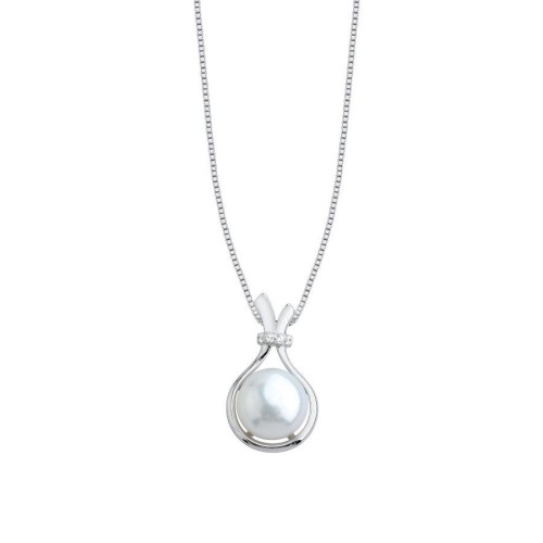 Tasarım Doğal İncili Fiyonk Gümüş Kadın Kolye - CNG Jewels