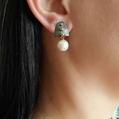 Tasarım El yapımı Doğal İncili Capello Gümüş Kadın Küpe - CNG Jewels (1)