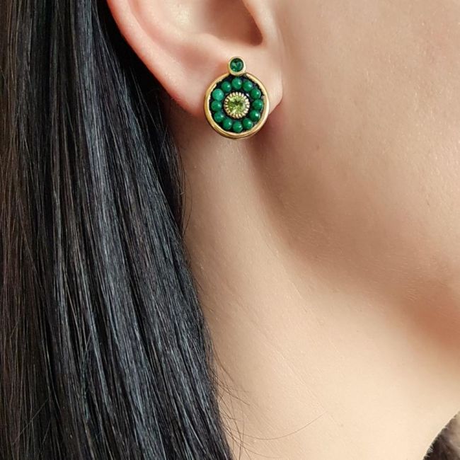 Tasarım Gerçek Aventurin Peridot Taşlı Gümüş Küpe - 1