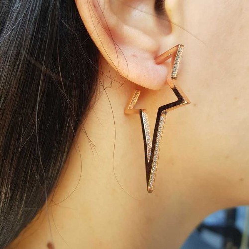 Tasarım Kutup Yıldızı Gümüş Küpe 