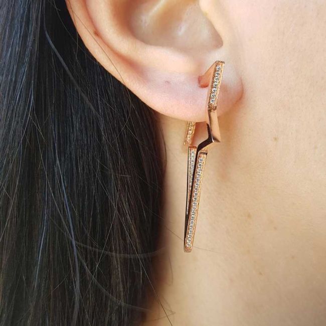 Tasarım Kutup Yıldızı Gümüş Küpe - 2