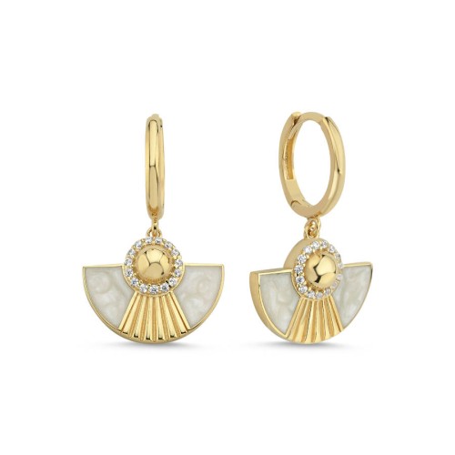 Tasarım Luna 14 Ayar Altın Sallantılı Küpe - CNG Jewels