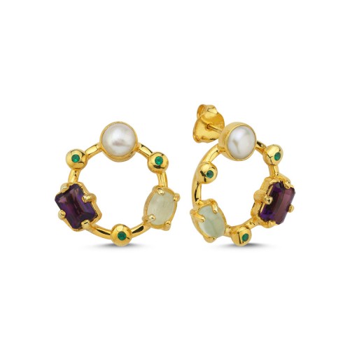 Tasarım Mary Ametist Kadın Gümüş Küpe - CNG Jewels
