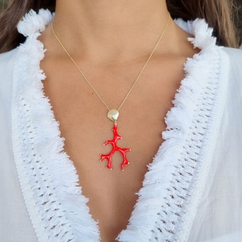 Tasarım Mercan Mineli Gümüş Kadın Kolye - CNG Jewels (1)