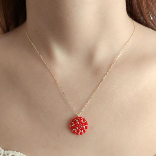 Tasarım Multi Mercan Gümüş Kadın Kolye - CNG Jewels
