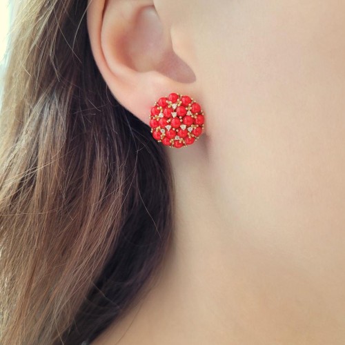 Tasarım Multi Mercan Gümüş Kadın Küpe - CNG Jewels