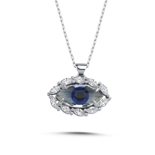 Tasarım Şeffaf Göz Kadın Gümüş Kolye - CNG Jewels