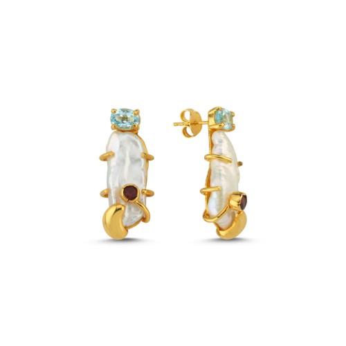 Gerçek İnci Winter Tasarım Gümüş Küpe - CNG Jewels