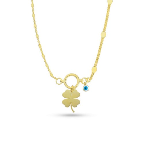 Tasarım Yonca Gold Gümüş Kadın Kolye - CNG Jewels