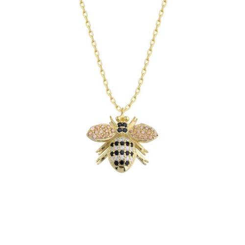Taşlı Arı Kadın Gümüş Kolye - CNG Jewels