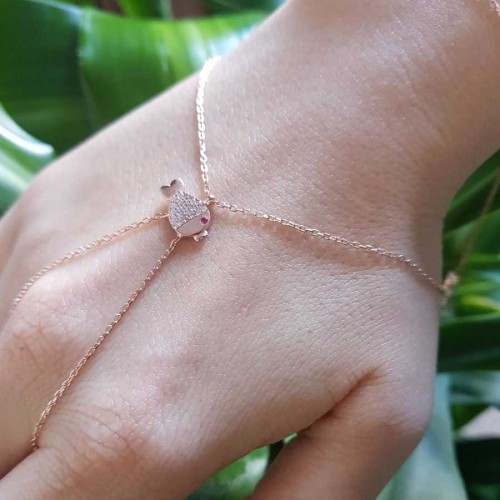 Stone Fish Rosegold Silver Shahmaran Bracelet - CNG Jewels