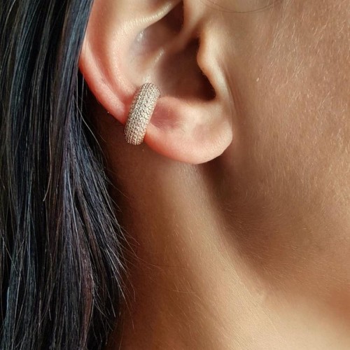 Stone Bombe Hoop Rosegold Cartilage Silver Women's Earrings - CNG Jewels