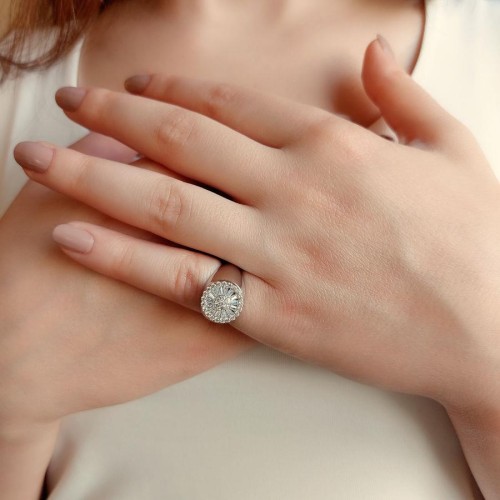 Taşlı Gümüş Şövalye Kadın Serçe Parmak Yüzüğü - CNG Jewels (1)