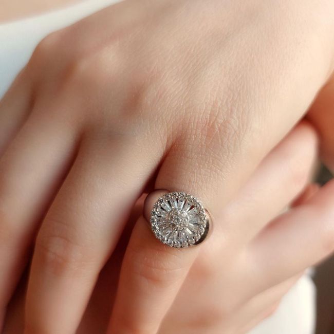 Taşlı Gümüş Şövalye Kadın Serçe Parmak Yüzüğü - 3