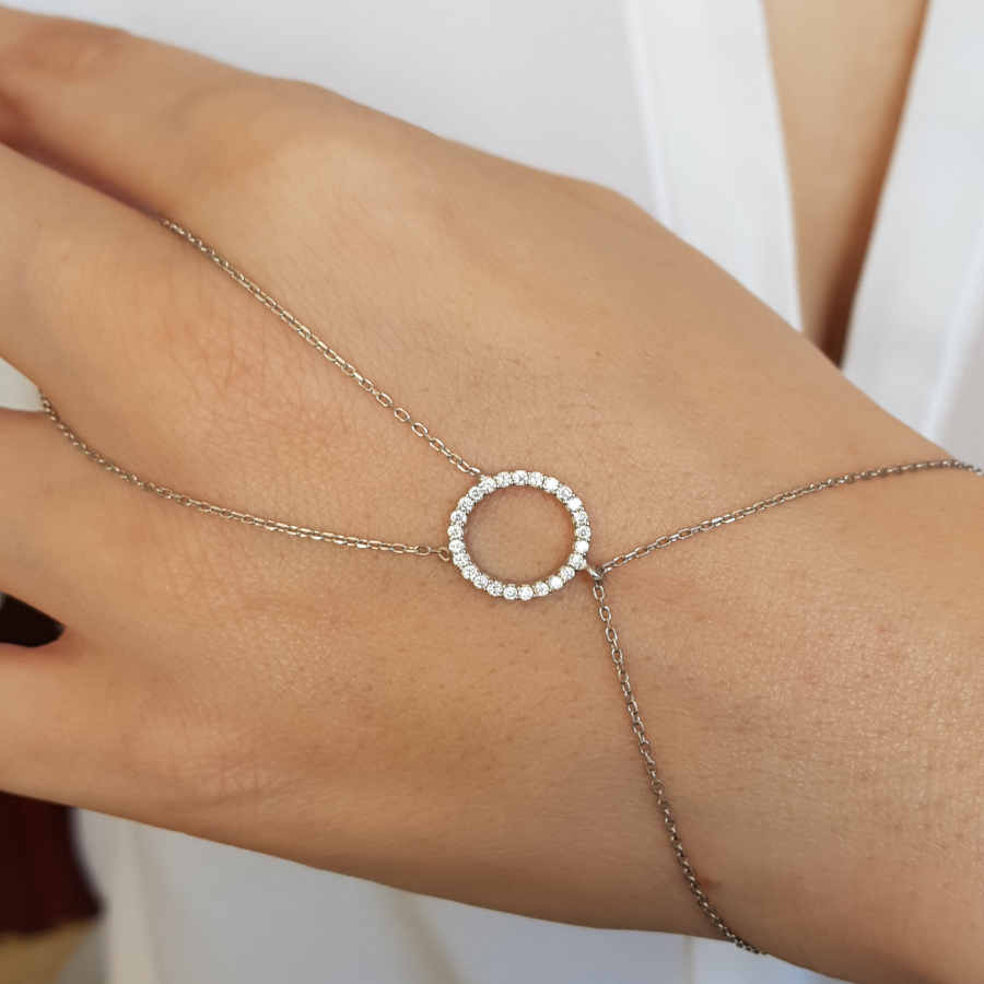 Stone-studded Silver Shahmaran Bracelet - CNG Jewels