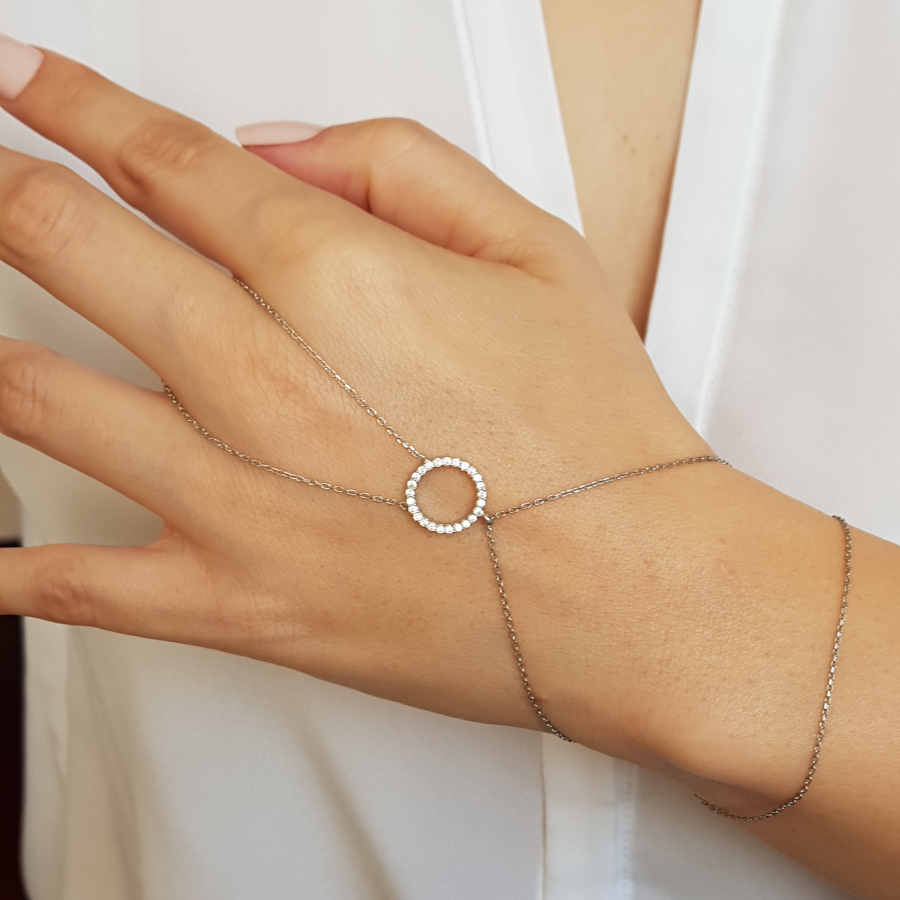 Stone-studded Silver Shahmaran Bracelet - CNG Jewels (1)