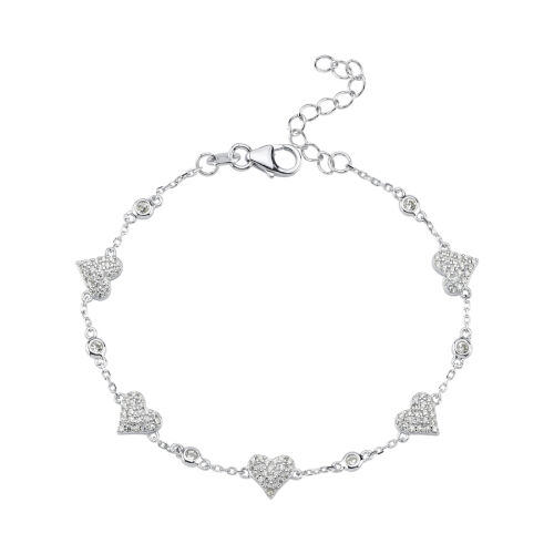 Taşlı Kalpli Gümüş Kadın Bileklik - CNG Jewels (1)