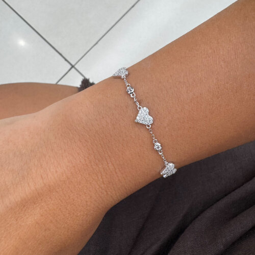 Stone Heart Silver Women's Bracelet - CNG Jewels (1)