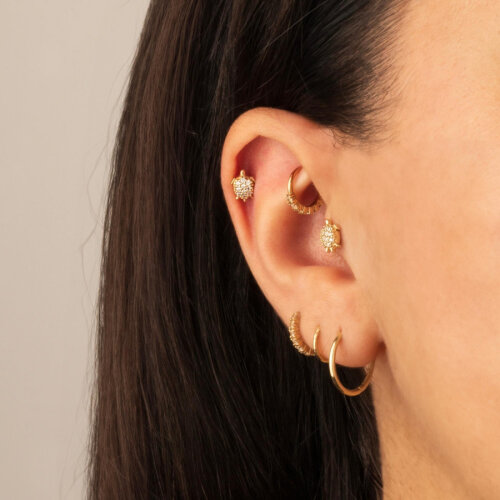 Taşlı Kaplumbağa Altın Helix Piercing - CNG Jewels (1)