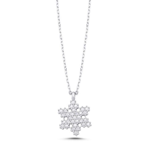 Stone Snowflake Women's Silver Necklace 