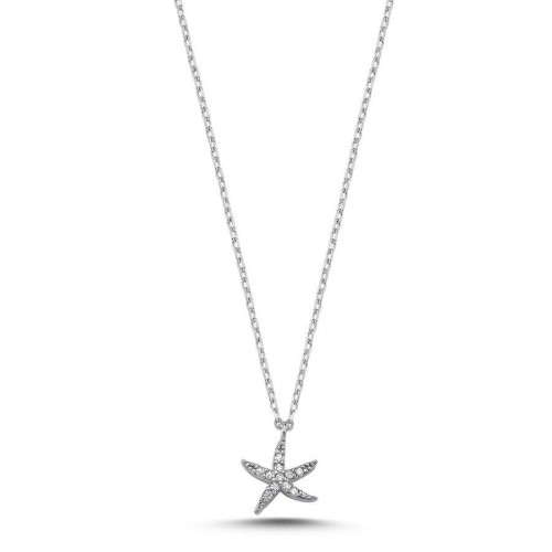 Taşlı Küçük Deniz Yıldızı Gümüş Bayan Kolye - CNG Jewels