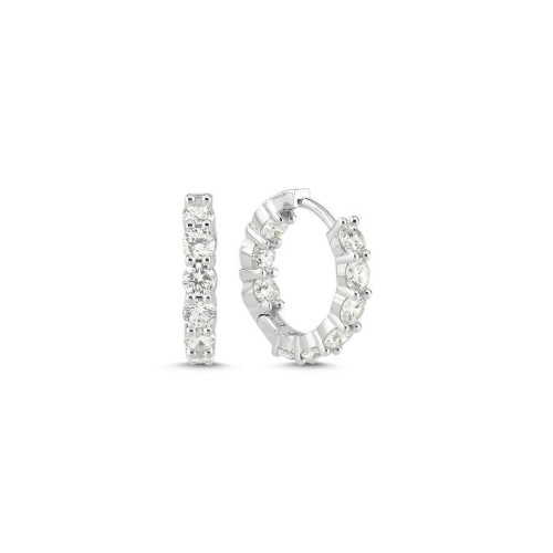 Taşlı Küçük Gümüş Halka Küpe - CNG Jewels