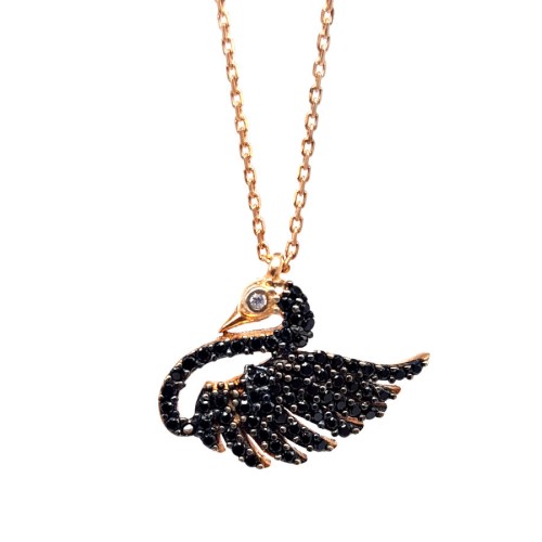 Swan Silver Necklace for Women with Stones 