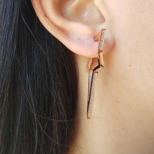 Taşlı Kutup - Kuzey Yıldız Gümüş Kadın Küpe - CNG Jewels (1)