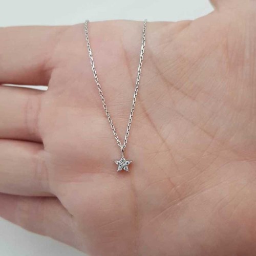 Taşlı Minik Yıldız Gümüş Bayan Kolye - CNG Jewels (1)