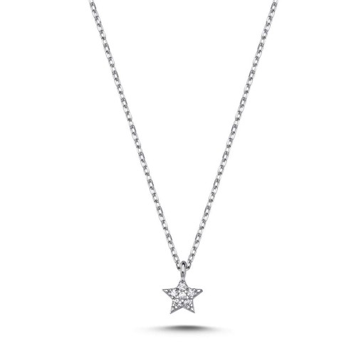 Taşlı Minik Yıldız Gümüş Bayan Kolye - CNG Jewels