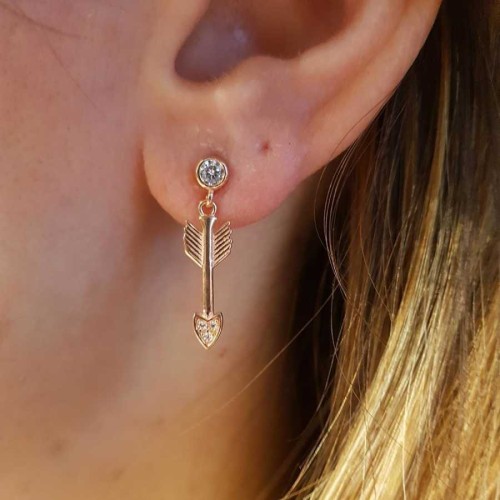 Taşlı Ok Rose Gümüş Kadın Küpe - CNG Jewels (1)