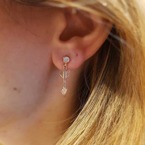 Stone Arrow Rose Silver Women's Earrings 