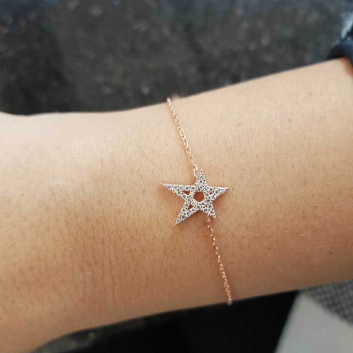 Taşlı Yıldız Rose Kadın Gümüş Bileklik - CNG Jewels (1)