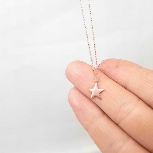 Taşsız Küçük Yıldız Rose Gümüş Bayan Kolye - CNG Jewels (1)