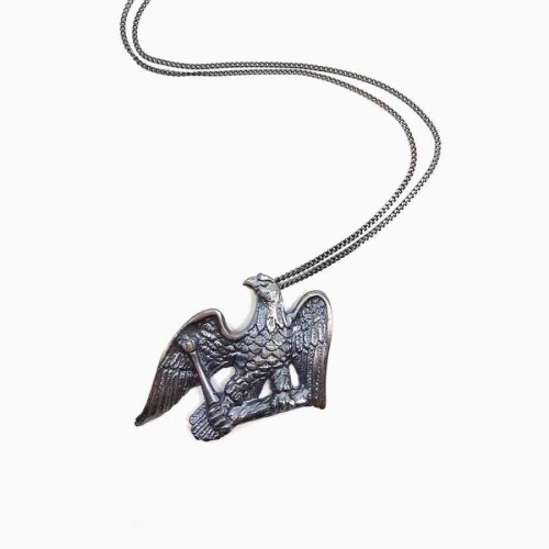 Taşsız Mat Siyah Kartal Gümüş Erkek Kolye - CNG Jewels