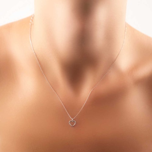 Stoneless Tiny Heart Silver Women's Necklace - CNG Jewels (1)