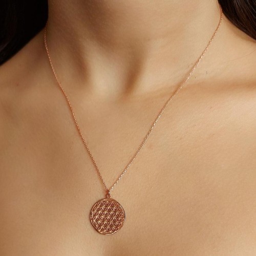Taşsız Yaşam Çiçeği Rose Gümüş Bayan Kolye - CNG Jewels