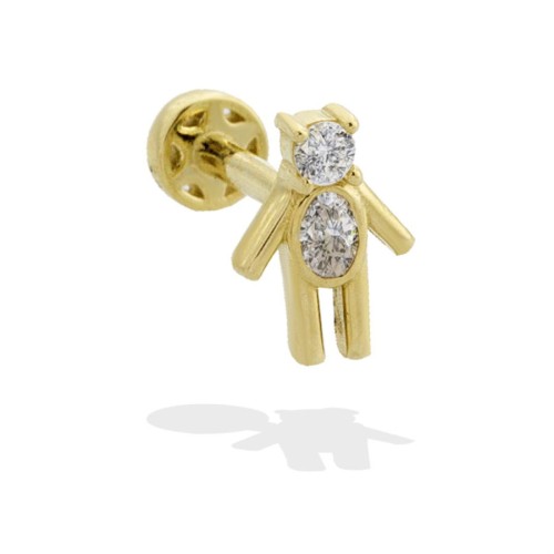 Teddy Bear Ayıcık Altın Tragus Piercing - CNG Jewels