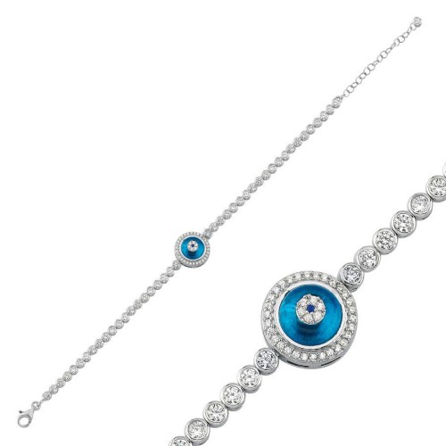 Tekli Camgöz Gümüş Suyolu Kadın Bileklik - CNG Jewels